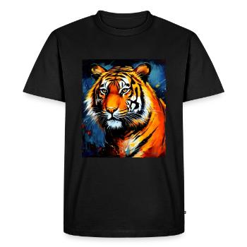 Portrait de tigre - T-shirt Premium bio Homme - noir - Devant - Nico (187cm)