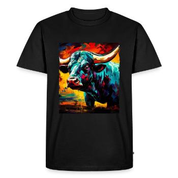 Portrait Taureau Taureau - T-shirt Premium bio Homme - noir - Devant - Nico (187cm)