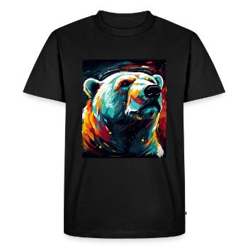 Portrait d’ours polaire Ours polaire - T-shirt Premium bio Homme - noir - Devant - Nico (187cm)