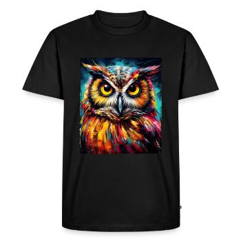 Portrait de hibou - T-shirt Premium bio Homme - noir - Devant - Nico (187cm)