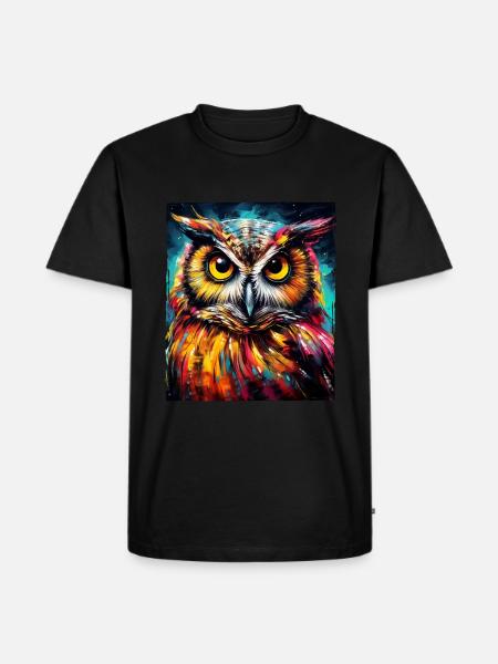 Portrait de hibou - T-shirt Premium bio Homme - noir