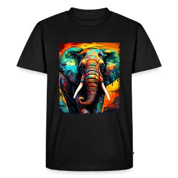 Portrait d’éléphant - T-shirt Premium bio Homme - noir - Devant - Nico (187cm)