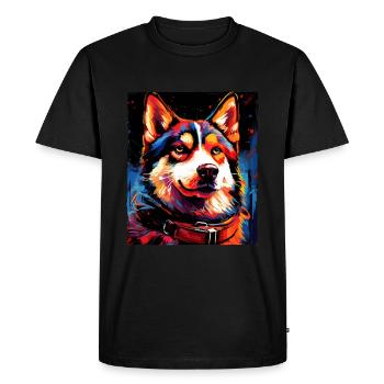 Husky Dog Portrait - Men's Premium Organic T-Shirt - black - Front - Nico (187cm)