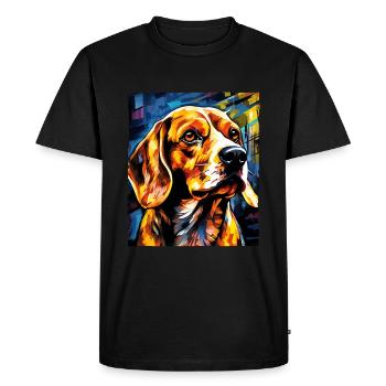 Beagle Dog Portrait - Men's Premium Organic T-Shirt - black - Front - Nico (187cm)