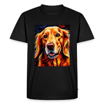 Portrait de chien Golden Retriever - T-shirt Premium bio Homme - noir - Devant - Nico (187cm)