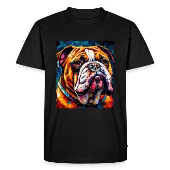 Bulldog Dog Portrait - Men's Premium Organic T-Shirt - black - Front - Nico (187cm)