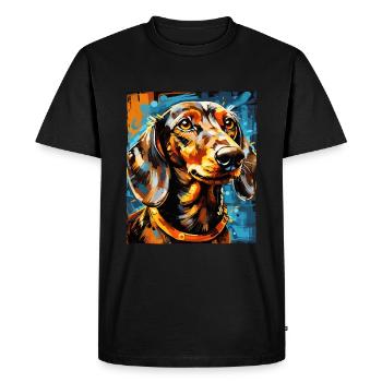 Teckel Chien Portrait Teckel - T-shirt Premium bio Homme - noir - Devant - Nico (187cm)