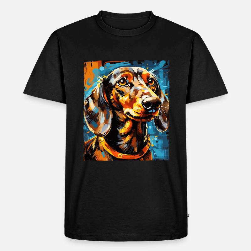 Dachshund Hund Portrait Dackel - Männer Premium Bio T-Shirt - Schwarz