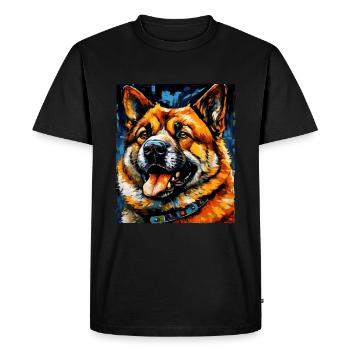 Akita Dog Portrait - Men's Premium Organic T-Shirt - black - Front - Nico (187cm)