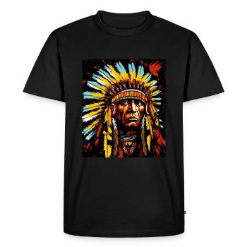 Apache Indian Chief - Men's Premium Organic T-Shirt - black - Front - Nico (187cm)