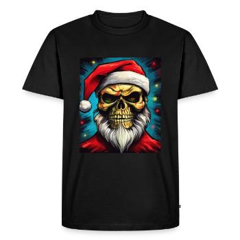 Santa Claus Skull - Men's Premium Organic T-Shirt - black - Front - Nico (187cm)