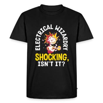 Electricité Sorcellerie Choquant Humour Électricien - T-shirt Premium bio Homme - noir - Devant - Nico (187cm)