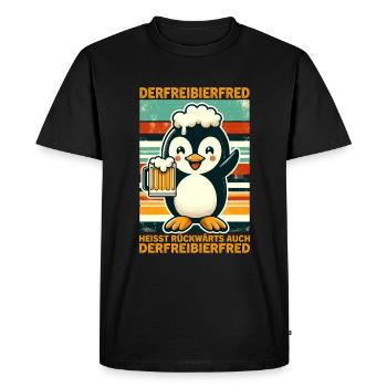 La bière gratuite Fred s’appelle à l’envers, aussi la - T-shirt Premium bio Homme - noir - Devant - Nico (187cm)