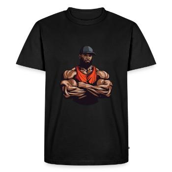 Workout Bodybuilder Muscles - Men's Premium Organic T-Shirt - black - Front - Nico (187cm)