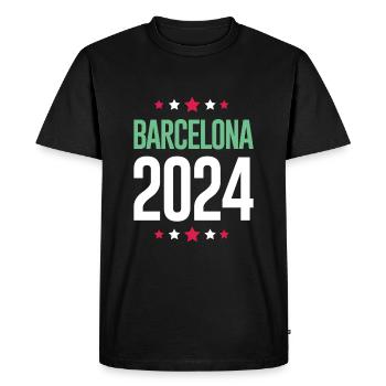Jours fériés Barcelone 2024 - T-shirt Premium bio Homme - noir - Devant - Nico (187cm)