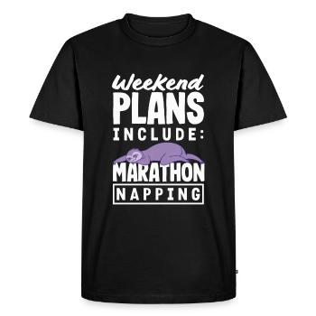 Marathon Napping Sloth Weekend Humor - Men's Premium Organic T-Shirt - black - Front - Nico (187cm)