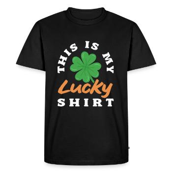 Porte-bonheur trèfle charme essentiel - T-shirt Premium bio Homme - noir - Devant - Nico (187cm)