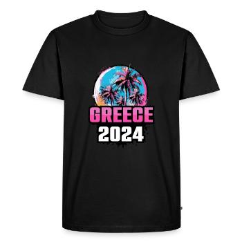 Greece 2024 Palm Trees - Men's Premium Organic T-Shirt - black - Front - Nico (187cm)