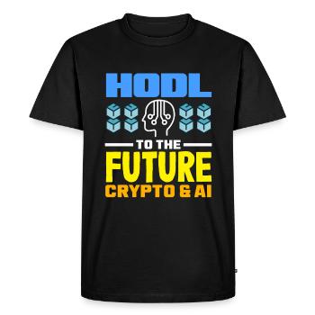 Crypto-monnaie IA et crypto enthousiaste Blockchain - T-shirt Premium bio Homme - noir - Devant - Nico (187cm)