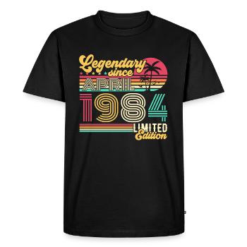 April 1984 Legendary Vintage Birthday Gift - Men's Premium Organic T-Shirt - black - Front - Nico (187cm)