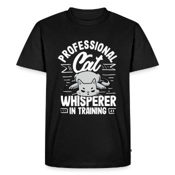 Chuchoteur de chat professionnel en formation - Drôle - T-shirt Premium bio Homme - noir - Devant - Nico (187cm)