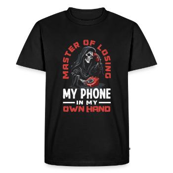 Maître de la perte de mon téléphone Grim Reaper Humour drôle - T-shirt Premium bio Homme - noir - Devant - Nico (187cm)