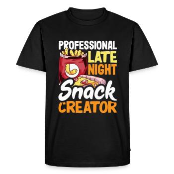 Créateur professionnel de collations de fin de soirée - T-shirt Premium bio Homme - noir - Devant - Nico (187cm)