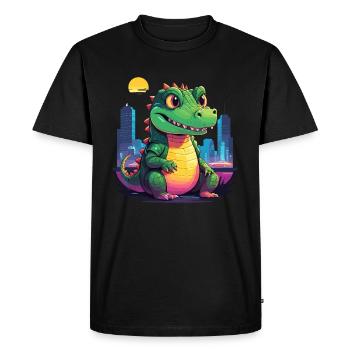 Cool crocodile in the city - Men's Premium Organic T-Shirt - black - Front - Nico (187cm)
