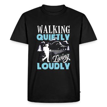 Silent Walks : l’entraînement préféré de mon âme : la randonnée - T-shirt Premium bio Homme - noir - Devant - Nico (187cm)