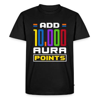 Ajouter 10 000 points d’aura Trendy Viral - T-shirt Premium bio Homme - noir - Devant - Nico (187cm)