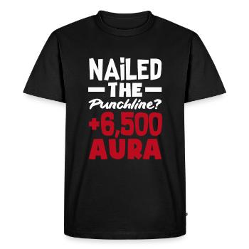 Vous avez réussi la chute ? +6500 aura - T-shirt Premium bio Homme - noir - Devant - Nico (187cm)
