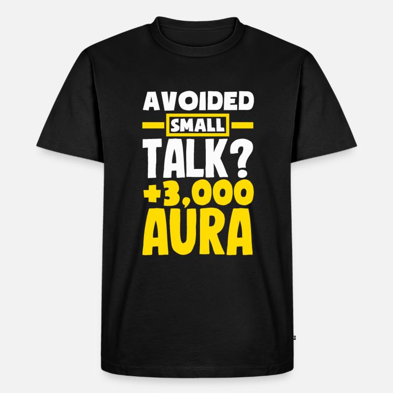 Avoided Small Talk? +3000 Aura - Männer Premium Bio T-Shirt - Schwarz