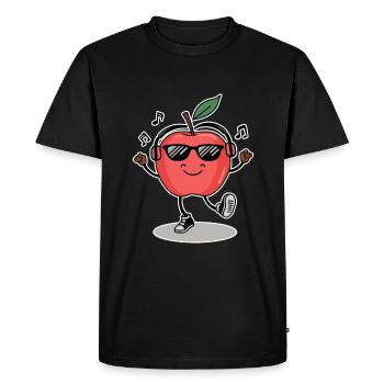 funny dancing apple music - Men's Premium Organic T-Shirt - black - Front - Nico (187cm)