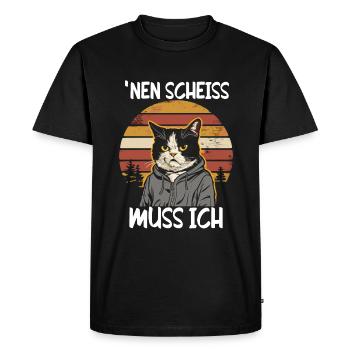 Funny cat saying: I have to give a shit - Men's Premium Organic T-Shirt - black - Front - Nico (187cm)