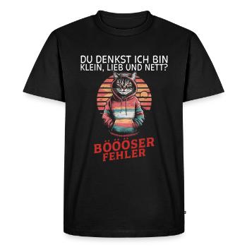 Vous pensez que je suis petite, douce et gentille ? Amusement - T-shirt Premium bio Homme - noir - Devant - Nico (187cm)