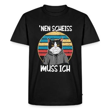 Funny cat saying: I have to give a shit - Men's Premium Organic T-Shirt - black - Front - Nico (187cm)