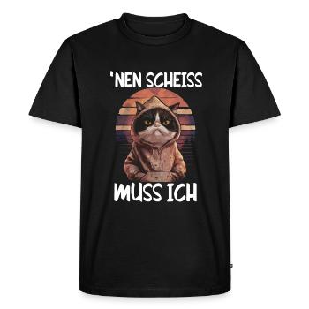 Funny cat saying: I have to give a shit - Men's Premium Organic T-Shirt - black - Front - Nico (187cm)