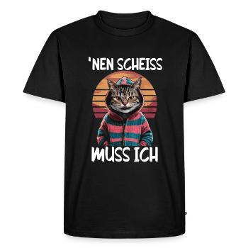 Funny cat saying: I have to give a shit - Men's Premium Organic T-Shirt - black - Front - Nico (187cm)