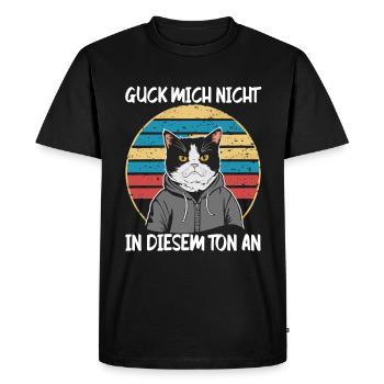 Drôle de chat qui dit Ne me regarde pas dans ça - T-shirt Premium bio Homme - noir - Devant - Nico (187cm)