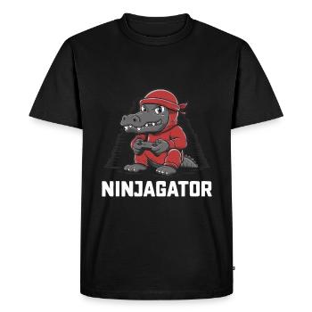 Ninja Alligator Gamer Fun Gaming Reptile Graphic - Men's Premium Organic T-Shirt - black - Front - Nico (187cm)