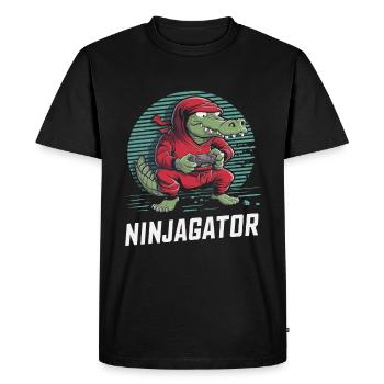Ninja Alligator Gamer Fun Gaming Reptile Graphic - Men's Premium Organic T-Shirt - black - Front - Nico (187cm)