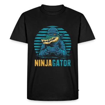 Ninja Alligator Gamer Fun Gaming Reptile Graphic - Men's Premium Organic T-Shirt - black - Front - Nico (187cm)