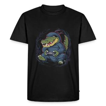 Ninja Alligator Gamer Fun Gaming Reptile Graphic - Men's Premium Organic T-Shirt - black - Front - Nico (187cm)