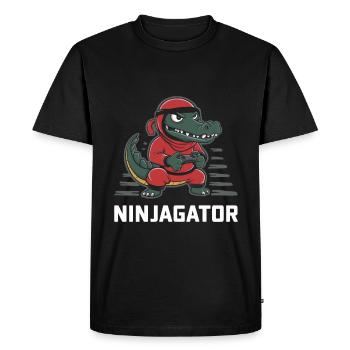 Ninja Alligator Gamer Fun Gaming Reptile Graphic - Men's Premium Organic T-Shirt - black - Front - Nico (187cm)