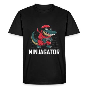 Ninja Alligator Gamer Fun Gaming Reptile Graphic - Men's Premium Organic T-Shirt - black - Front - Nico (187cm)