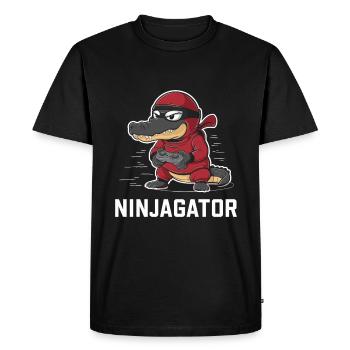 Ninja Alligator Gamer Fun Gaming Reptile Graphic - Men's Premium Organic T-Shirt - black - Front - Nico (187cm)