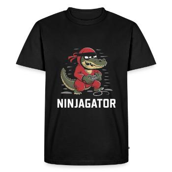 Ninja Alligator Gamer Fun Gaming Reptile Graphic - Men's Premium Organic T-Shirt - black - Front - Nico (187cm)