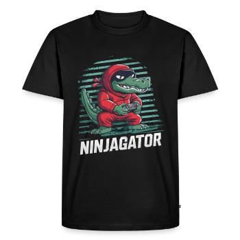 Ninja Alligator Gamer Fun Gaming Reptile Graphic - Men's Premium Organic T-Shirt - black - Front - Nico (187cm)