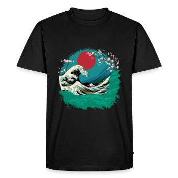 Big Wave Vaporwave Esthétique Années 80 Mode Anime - T-shirt Premium bio Homme - noir - Devant - Nico (187cm)