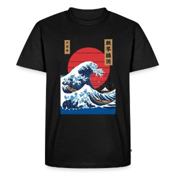 Big Wave Vaporwave Esthétique Années 80 Mode Anime - T-shirt Premium bio Homme - noir - Devant - Nico (187cm)